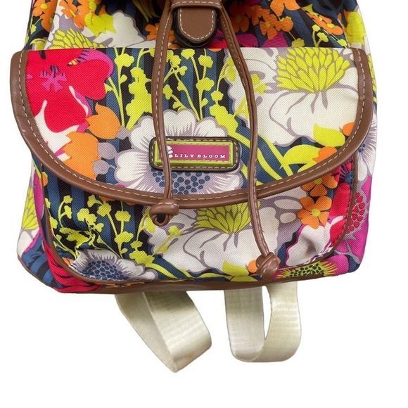 Lily Bloom Lightweight Colorful 100% Recycled Poly Floral Print Backpack  EUC - Picture 2 of 11